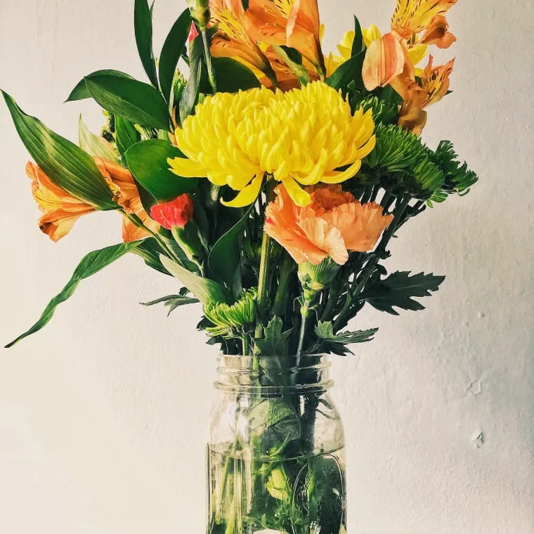 Fresh flowers being arranged at Bloom Co.