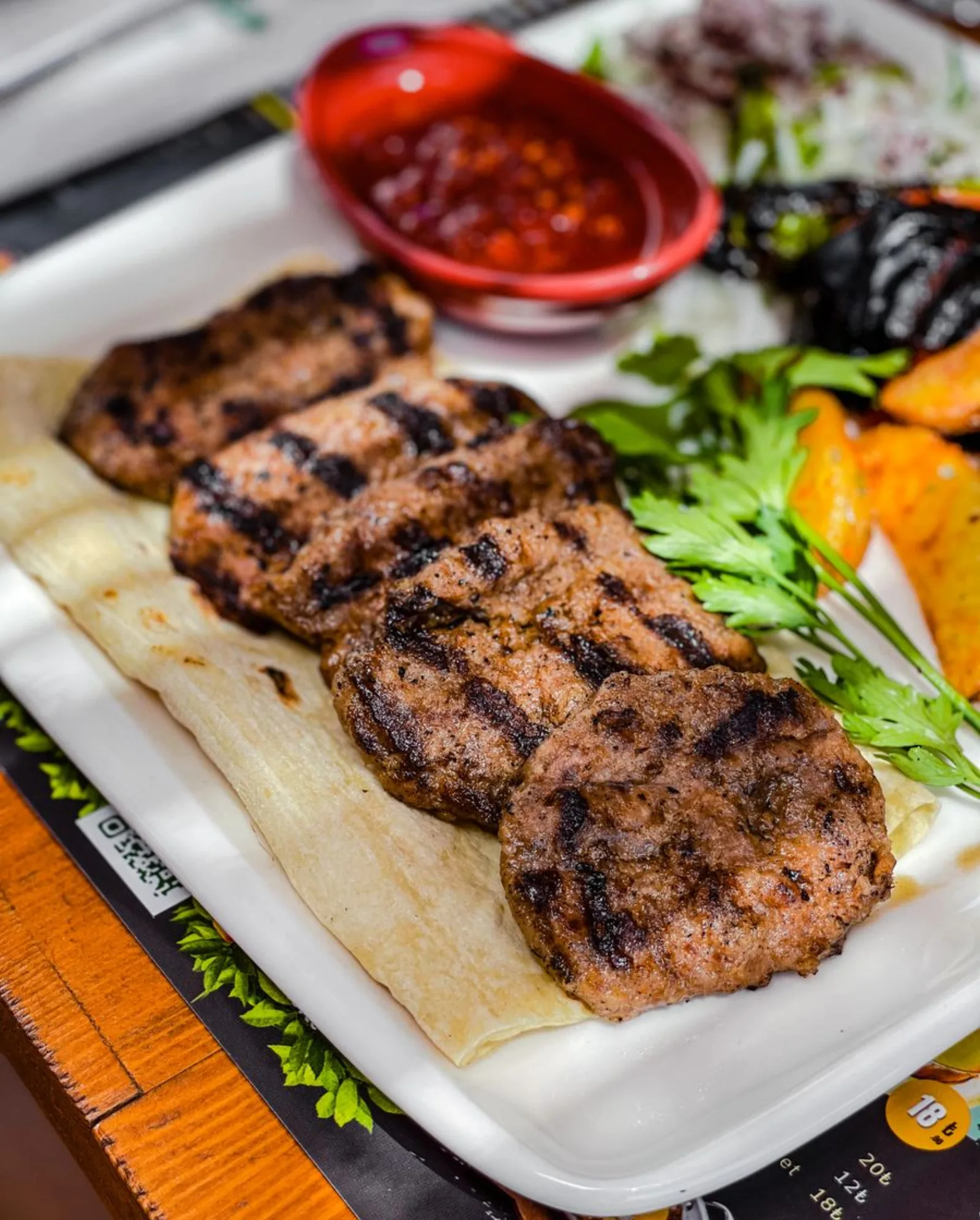 Charcoal-grilled kebab plate