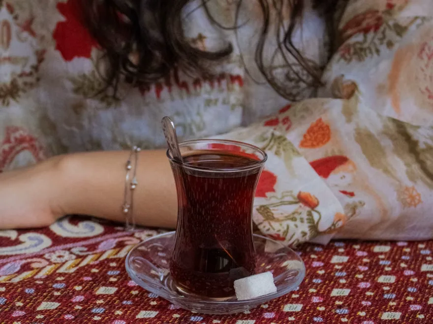 Turkish tea in a tulip glass